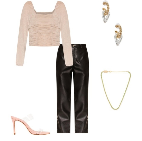 BCBGENERATION High-Rise Straight-Leg Faux Leather Black Pants - Picture 4 of 10